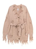 ダメージニットカーディガン/ベージュ