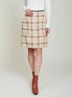 チェックリバーシブル台形スカート/ベージュ
