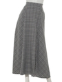 チェック切替ロングフレアスカート/グレー