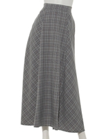 チェック切替ロングフレアスカート/グレー