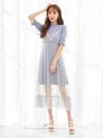 チュールキャミニットワンピース/ライトブルー