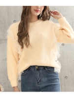 チュールポイントニットトップス/ベージュ(005)