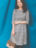 ツィードワンピース/黒