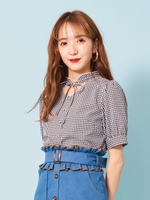 デコルテオープンリボンブラウス/マルチ