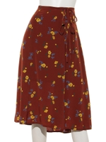 デシン花柄WリボンSK/BROWN