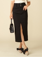 デニムロングタイトスカート/ブラック