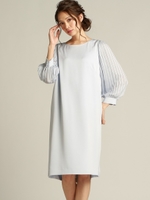 トリアセミッションバックサテンワンピース/ライトブルー