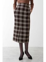 トリプルクロスチェックスカート/ブラック1(011)