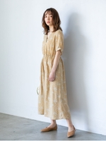 ドットプリントワンピース/ベージュ