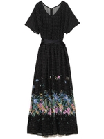 ドット花柄ワンピース/BLK