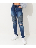 ニースリットデニムジョガーパンツ/ブルー(019)