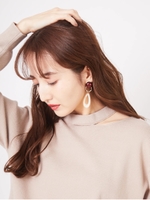 ネックスリットニット/ベージュ