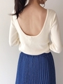 バックオープンニットトップス/WHITE