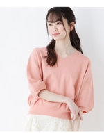 バルーンスリーブVネックニット/ピンク(070)