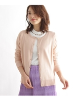 パール調ボタンクルーカーディガン/ベージュ(052)