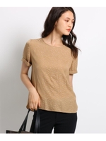 パウダリードレープレオパード柄ブラウス/キャメル(041)