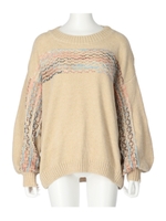 パステルステッチベロアモールニットト/ベージュ(005)