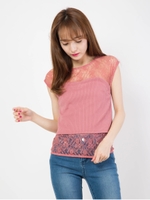 ビスチェ風レーストップス/ピンク