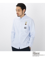 ピーナッツ PEANUTS 別注 チャーリー・ブラウン 刺繍  長袖 シャツ/ライトブルー(091)