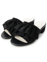 フリルチャンキーヒールサンダル/ブラック(419)