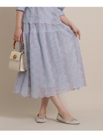 フルールチュール刺繍スカート/ライトブルー(191)