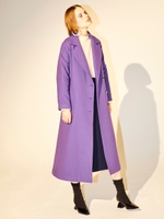 フレアロングウールコート/パープル