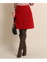 フロントボタンリバーミニスカート/ワインレッド(063)