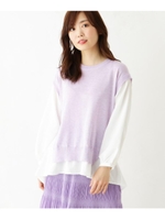 ブラウス＆ニットベストドッキング風プルオーバー/パープル(580)