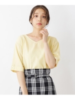 ブロードＶネックブラウス/レモンイエロー(031)