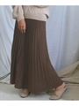 プリーツニットロングスカート/ブラウン