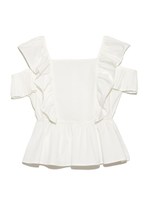 プリーツフリルブラウス/WHT