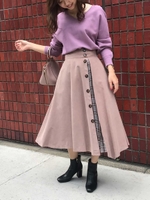 プリーツ切替スカート/ベージュ