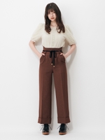 ベロアリボンツキセンタープレスパンツ/ブラウン