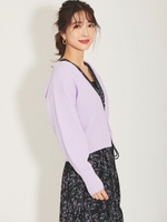 ホック付きニットカーディガン/ラベンダー