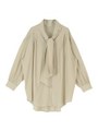 ボウタイシャツブラウス/ライトベージュ