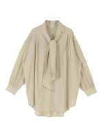 ボウタイシャツブラウス/ライトベージュ