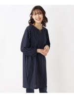 ポンチストライプワンピース/ネイビー(393)