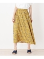 マキシフレアプリントスカート/マスタード(フラワー)(733)