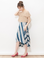 マルチストライプイレギュラースカート/ネイビー