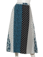 ミックスデシンプリントロングスカート/その他 サックス