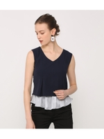 メタルレイヤードノースリTOP/NVY