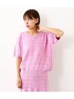 ユーズド ウォッシュ オルテガ Vネック ニット/PNK