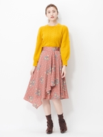 ユリｘドットプリントイレギュラーフレアースカート/レンガ