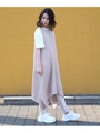 ランダムヘムAラインワンピース/ベージュ