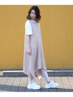 ランダムヘムAラインワンピース/ベージュ