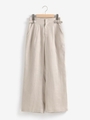 リネンサイドバックルワイドパンツ/ベージュ