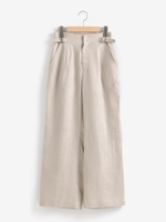 リネンサイドバックルワイドパンツ/ベージュ