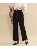 リボン付プリーツパンツ/ブラック(027)