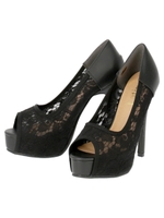 レース切替オープントゥプラットフ/ブラック(027)