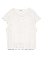 レース編みセーター/WHT